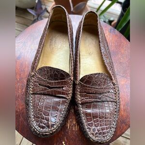 Tod's Rich Brown Crocodile Embossed Loafers